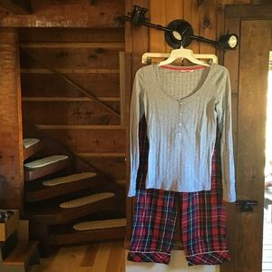 Victoria's Secret Gray Knit Top with Red Trim